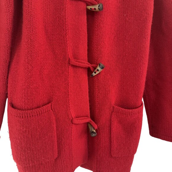 Christopher Fischer Women's Red Knitted Long Sleeve Collared Sweater Cardigan S - Picture 3 of 8
